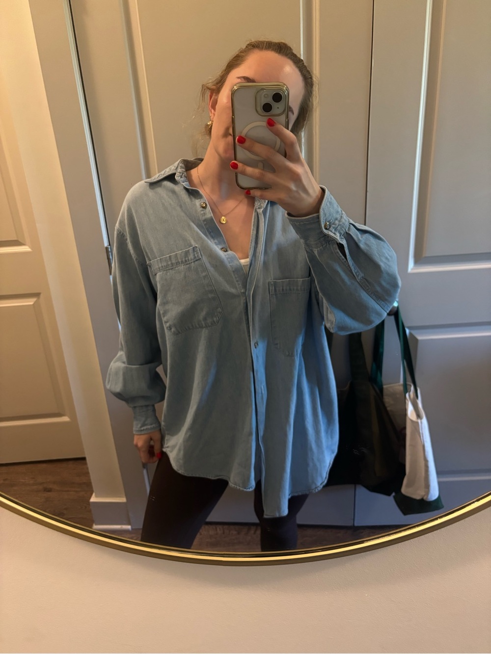 Light Denim Button-Down Shirt - Relaxed Fit